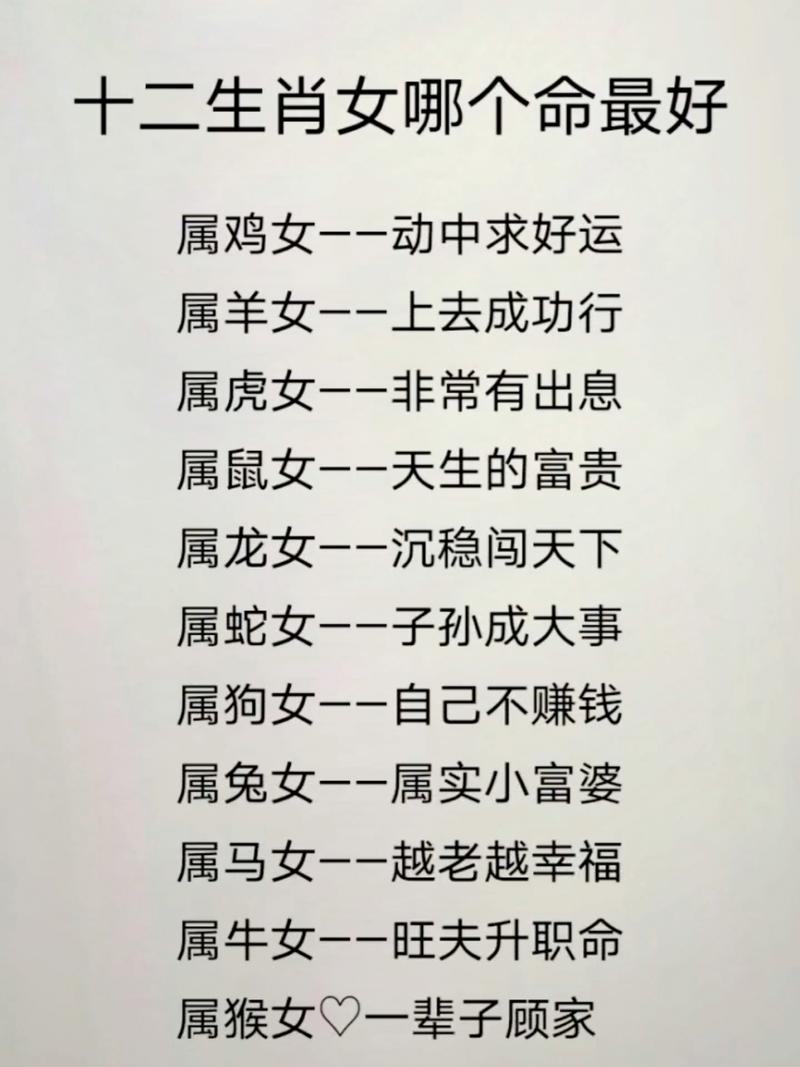 什么生肖最好命女,最好命的生肖女排行