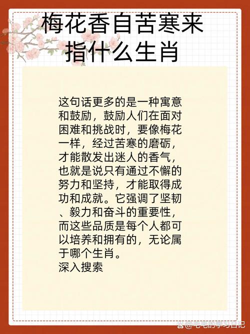 “梅花香自苦寒来花前月下红灯照”是代表哪个生肖的简单介绍