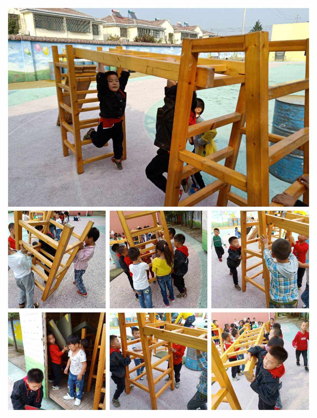 安吉梯子搭建自主游戏视频_安吉游戏梯子玩法和规则图片