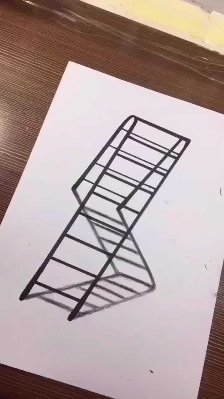 立体梯子图画_立体画入门 简单 教程梯子