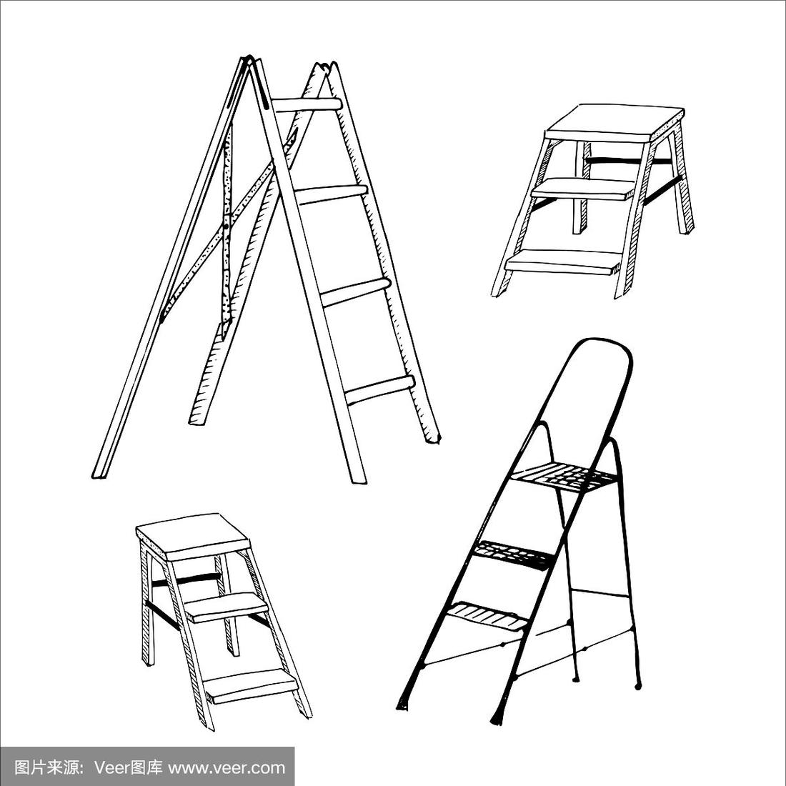 梯子绘画图_梯子简笔画涂色